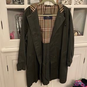 Vintage Burberry jacket green olive trench 12 large l